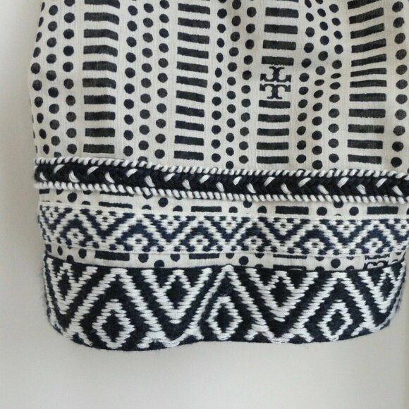 NWT TORY BURCH Corossol Black White Cotton Tory Mini Dress 0 - Picture 4 of 7
